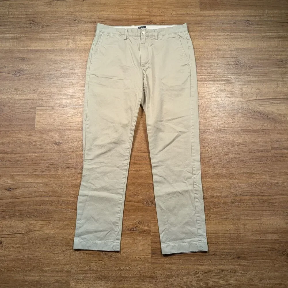 J.Crew 770 Broken In Chino Pants Mens 32x30 Beige Slim Straight Twill Casual